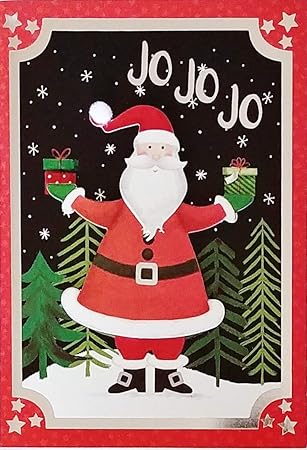 Amazon Com Jo Jo Jo Feliz Navidad Ho Ho Ho Merry Christmas Premium Greeting Card In Spanish Espanol Office Products