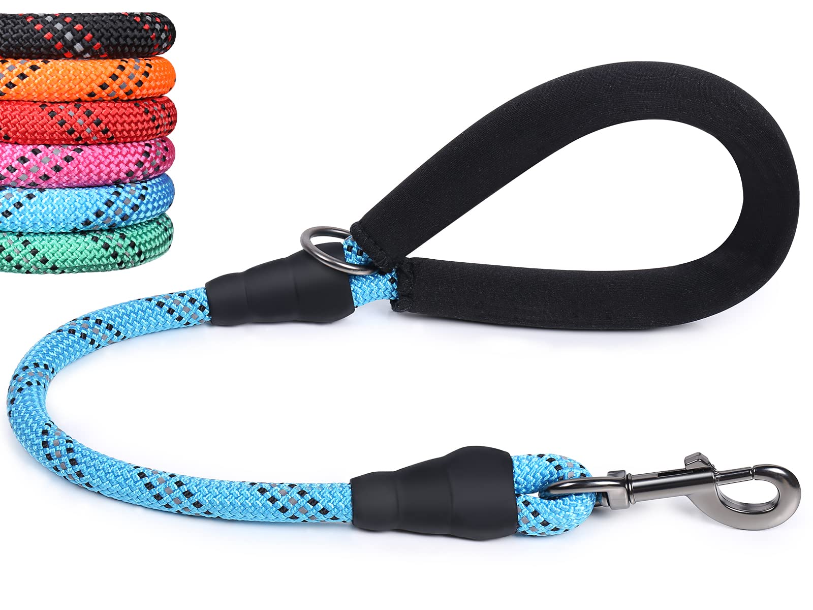 VIVAGLORY Short Dog Lead Closerok Traffic Leash for Dog with Soft Padded Handle for Training & Walking, Padded Neoprene & Heavy Duty, 61cm, Blue