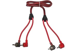 DS18 R3.L 100% Oxygen Free Copper OFC Ultra Flex 2-Channel RCA with 90 Degree Ends - Dual Twist Wire Noise Reducing Audio Cab