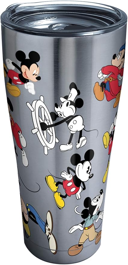 Amazon Tervis ディズニー ミッキーマウス 90歳の誕生日 ステンレススチール 断熱タンブラー クリアとブラックのハンマー蓋 30オンス シルバー Tervis タンブラーグラス