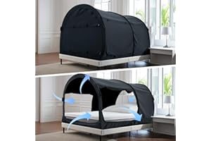 Alvantor Bed Canopy Bed Tents Dream Tents Privacy Space Twin Size Sleeping Tents Indoor Pop Up Portable Frame Curtains Breathable Grey Cottage (Mattress Not Included) Reducing Light