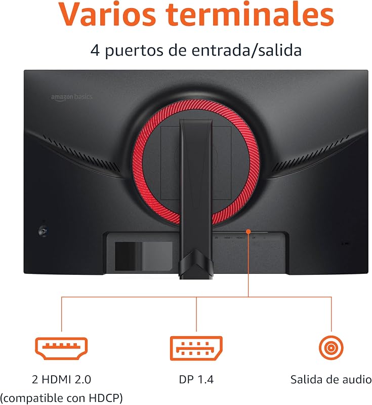 Monitor de jogos amazon basics de 24 "/61 cm, fhd 1080p, 165 hz, compatível com vesa, sincronização adaptativa, resposta de 1 ms, preto