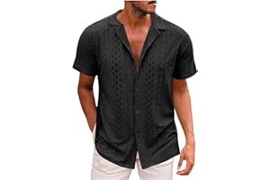JXSOYEN Hawaiian Shirt for Men Button Down Shirts Short Sleeve Men Summer Tops Holiday Beach Shirt 2024 Cotton Linen Shirt