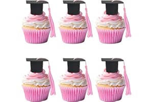 24 Pack 2026 Graduation Cap Cupcake Toppers with Tassel Class of 2026 Diploma Congrats Grad Cap Cupcake Picks Graduation Cap 