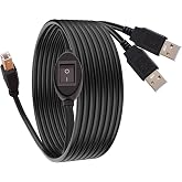 GIASYIEH 2 in 1 Printer Cable Splitter, USB B to Dual USB A Cord for Two Computers Sharing One Printer/Scanner, with Manual Toggle Switch (4.5M/14.7FT)