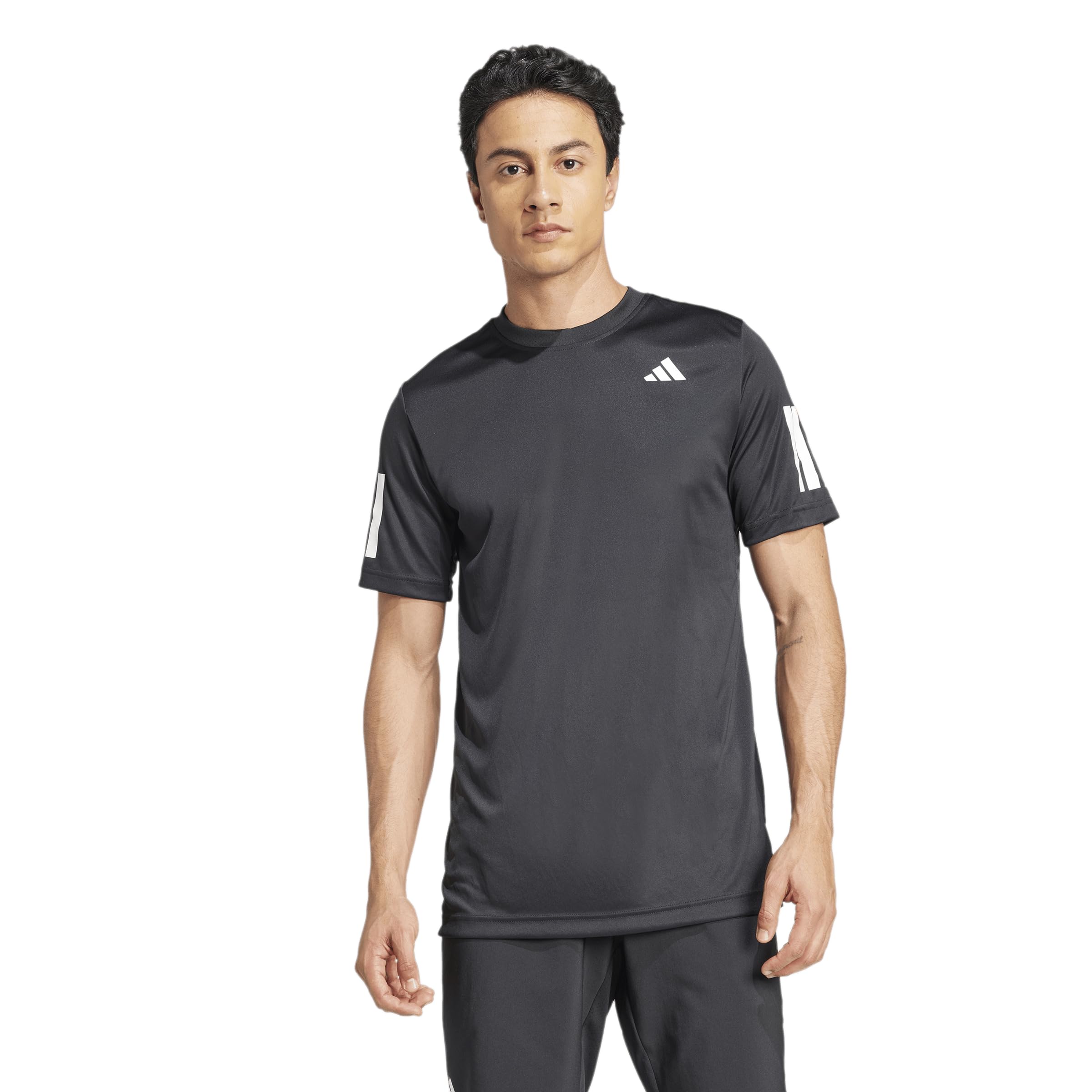 adidas Men’s Club Tennis Climacool 3-Stripes T-Shirt, Black, Small