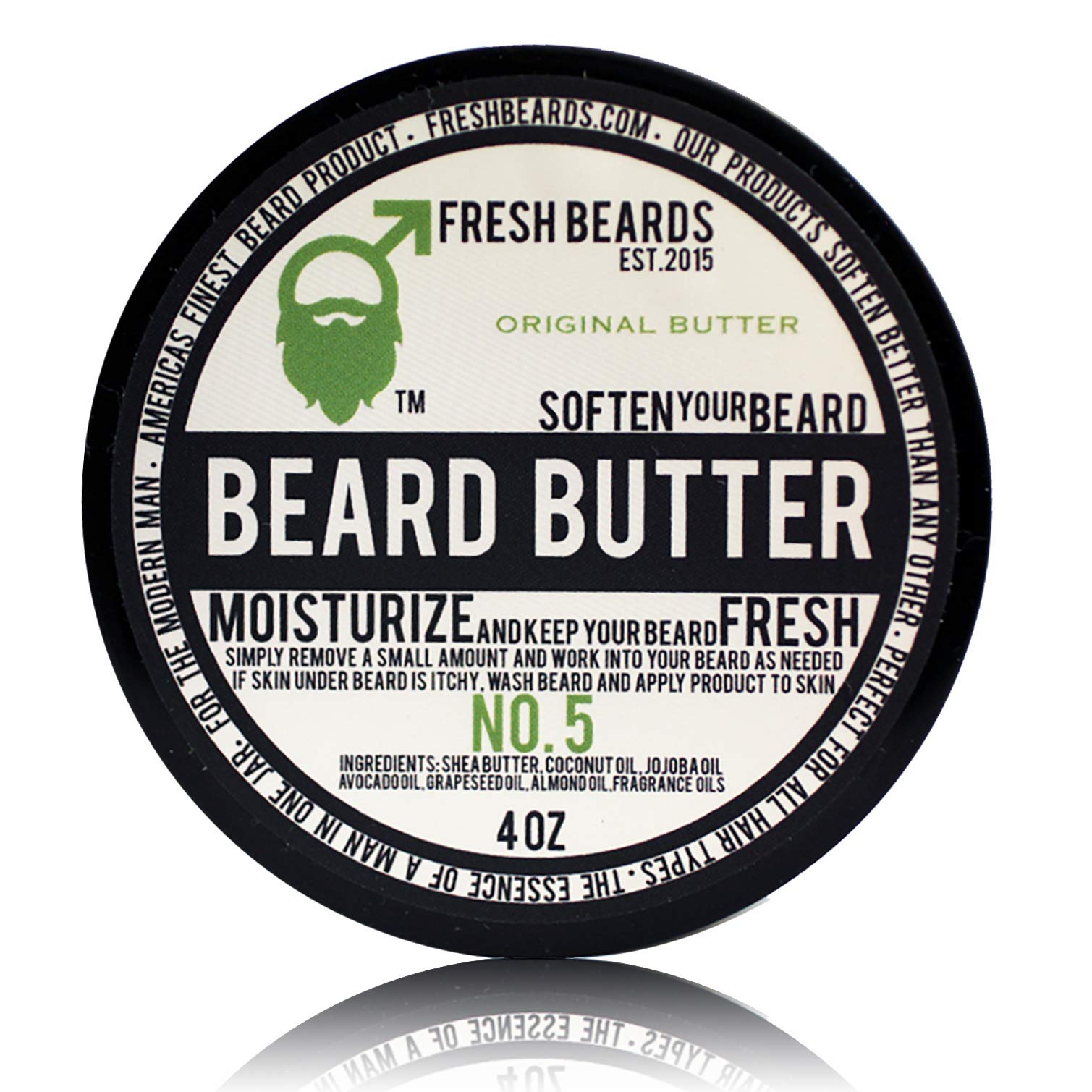 Fresh Beads No. 5 Beard Butter - Tea Tree Oil & Fresh Cut Lemon Fragrance - Men's Scented Conditioner"; "Soothing Anti-Itch Moisturizer & Softener for Healthy Beard Growth