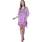 Miss Lavish London Women’s Plus Size Short Kaftan Cover Up Dress, Resort Wear Caftan, Summer Cruise Vacation Swim Coverup