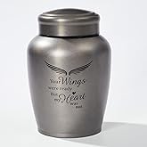 LINES ARTE Urns for Ashes Adult Male/Female, Unique 8.5" Large Cremation Urns for Human Ashes Upto 180LBS with Angel Wings for Men Women