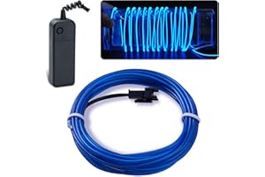 lychee EL Wire Neon Glowing Strobing Electroluminescent Light El Wire,Battery Pack for Parties, Halloween Decoration (Blue, 15ft)