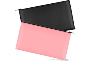 2 PCS Money Bag 11”x6.1”, Safe Durable Money Bags with Zipper for Cash Waterproof, Coin Bank Bag PU Leather Money Pouch, Bank