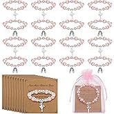 Quelay 16 Set Dance Bracelet Recital Gifts for Women with Greeting Card and Organza Bag Sparkle Pink Ballet Bracelet Charms Ballerina Jewelry Gift Bulk for Team Ballet Dancers Lover