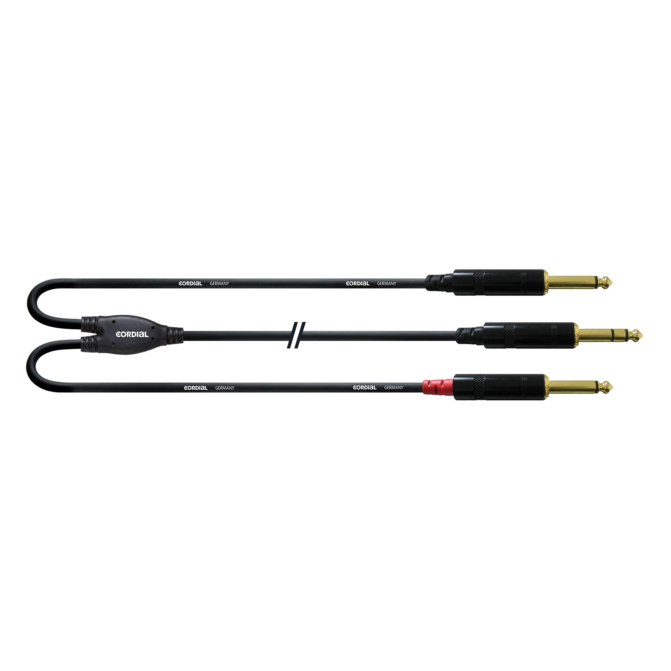 Cordial CFY 1,5 VPP Y-adapter cable (6.3 mm stereo jack gold/2x 6.3 mm mono jack gold) 1.5 black