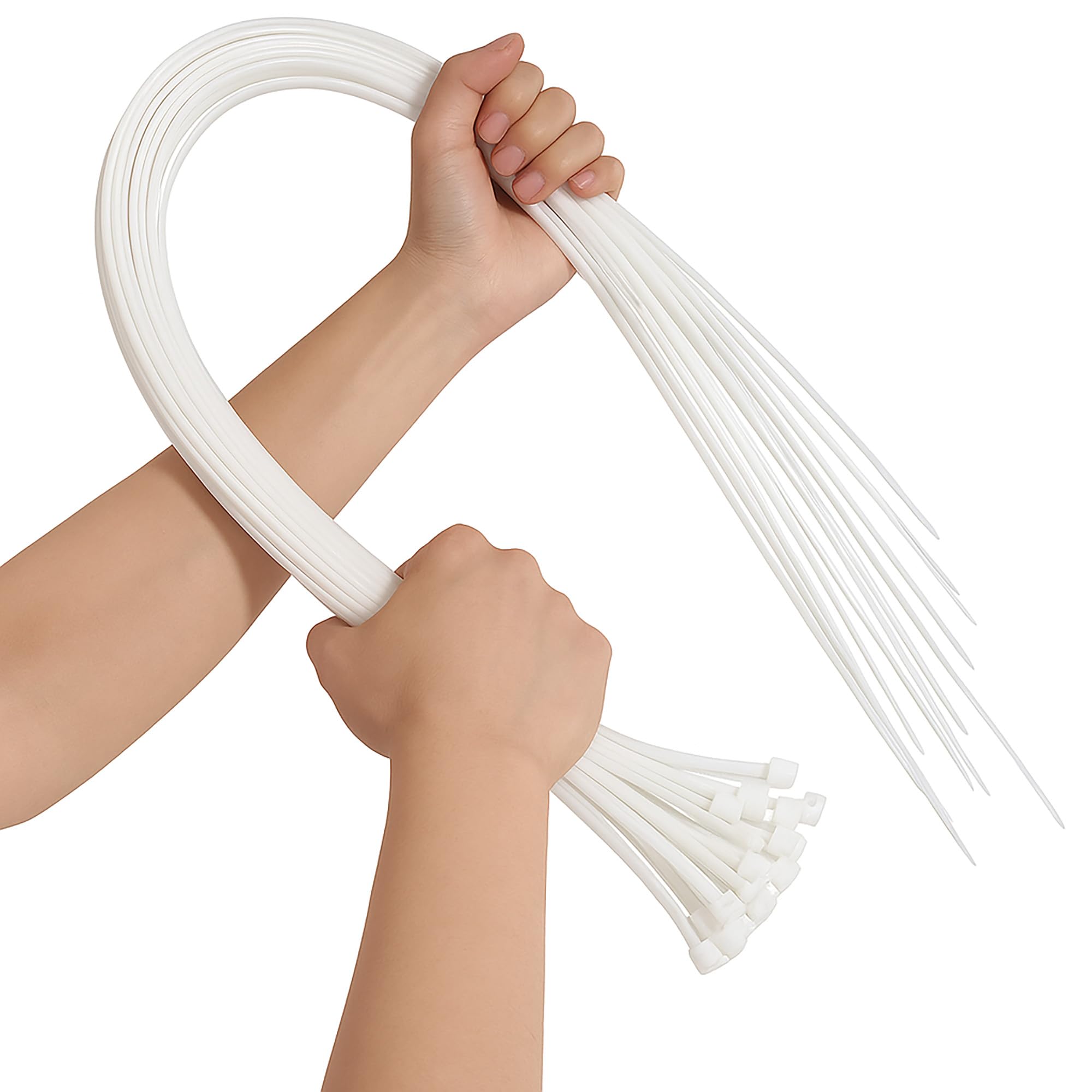 Nylon Plastic Cable Ties Long and Wide Extra Large Zip Ties Black and White wrap 20pieces (White, 9.0mm x 900mm)