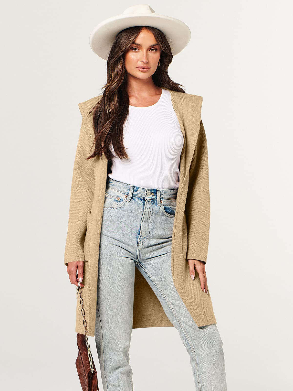 ANRABESS Womens Cardigan Sweater Oversized Coatigan Knitted Hooded Coat 2025 Fall Outfits Outwear