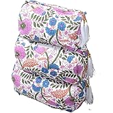 INDACORIFY Set of 3 Pieces Indian Cotton Floral Hand Block Print Toiletry Bag, Travel bag, Make up Pouch, Quilted Wash Bag, Shaving Kit, Vanity Case