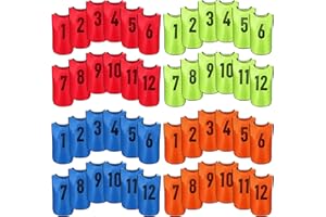 Breathffy 48 Pcs Pinnies Youth Pennies for Sport Soccer Scrimmage Vest Reversible Numbered Pennies for Soccer Basketball