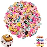 200 pcs Assorted Slime Charms, BOSOIRSOU Cute Candy Sweet Fruits Donut Charms Ornaments Flatback Resin Cabochons for Craft Making Ornament Scrapbooking DIY Crafts Beads Making Supplies - Random Style