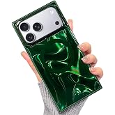 SAKUULO Magnetic for iPhone 17 Pro Max/18 Pro Max Case Rectangle Green | Magnetic Support for Magsafe, Laser Sparkly Glitter Stylish Glossy, Shockproof Protective Cover for Women Men