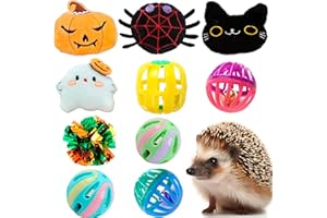 VZqola 10 pcs Halloween Cute Hedgehog Enrichment Toys Hedgehog Supplies Cage Accessories Small Animal Ball Bell Pet Interacti