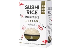 Soeos Japonica Sushi Rice, Short Grain Rice, Gluten-Free, Non-GMO White Japanese-Style Sticky Rice, Perfect for Sushi Rolls, 