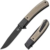 BOKER PLUS&reg; Modern Gentleman &ndash; folding gentleman pocket knife with clip &ndash; flipper one-hander with ball bearings &amp; green Micarta handle &ndash; EDC folding knife with black Nitro-V clip point blade
