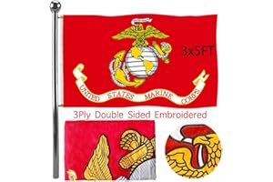 Jayus Embroidered US Marine Corps Military Flags 3x5 Outdoor - 340D Heavy Duty Nylon Double Sided Marine Corps Flag Banner with 2 Grommets
