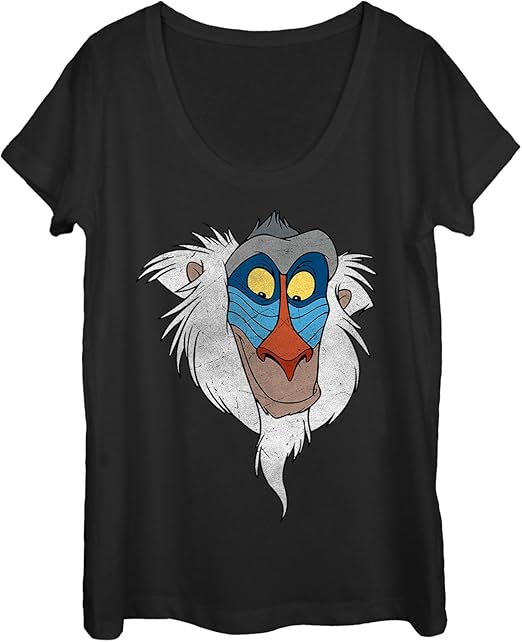 Amazon Com Lion King Women S Rafiki Face Scoop Neck T Shirt Clothing