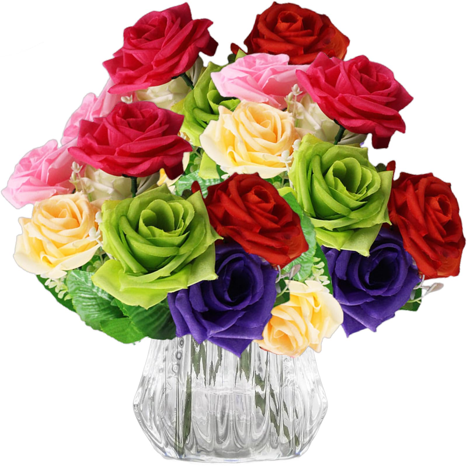 astylishome Roses Artificial Flowers Valentines Day Real Touch Flower Fake Rose for DIY Floral Arrangements Decor Bouquets Wedding Party Home Decoration Colorful 0316