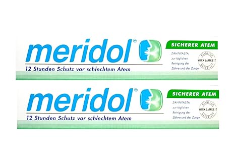 2x meridol SICHERER ATEM Zahnpasta 75ml Zahncreme, Weisse Zähne