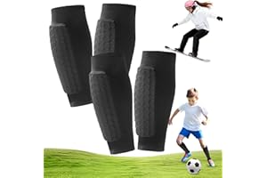 JOMHTIVL 2 Pairs Ski Shin Guards,Kids Soccer Shin Guards Pads for Youth Adult with Honeycomb Pads Protective Soccer &Ski Shin Pads Gear for Boys, Girls