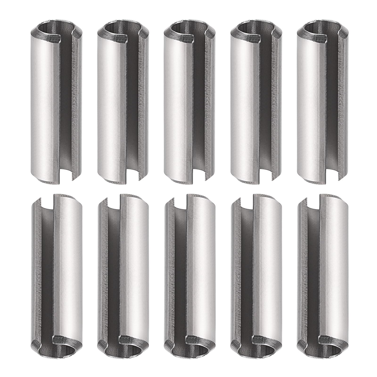 DTGN 6mmx25mm(DxL) Slotted Spring Pin - 20Pack - Good for Home Machine Fastener - 304 Stainless Steel Spring Dowel Tension Roll Pin - Silver