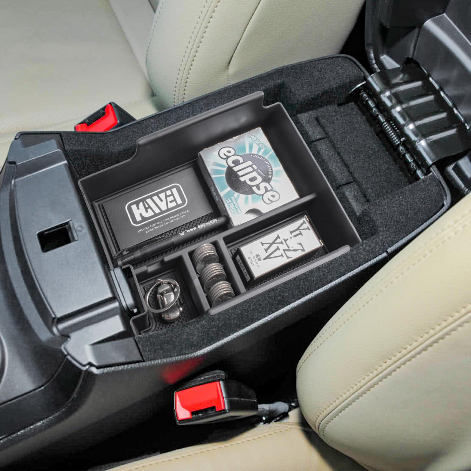 Photo 1 of HGWEI Center Console Organizer Compatible with Ford Explorer 2012-2016 2017 2018 2019 Accessories, Insert Tray Armrest Secondary Storage Box Coin Holder