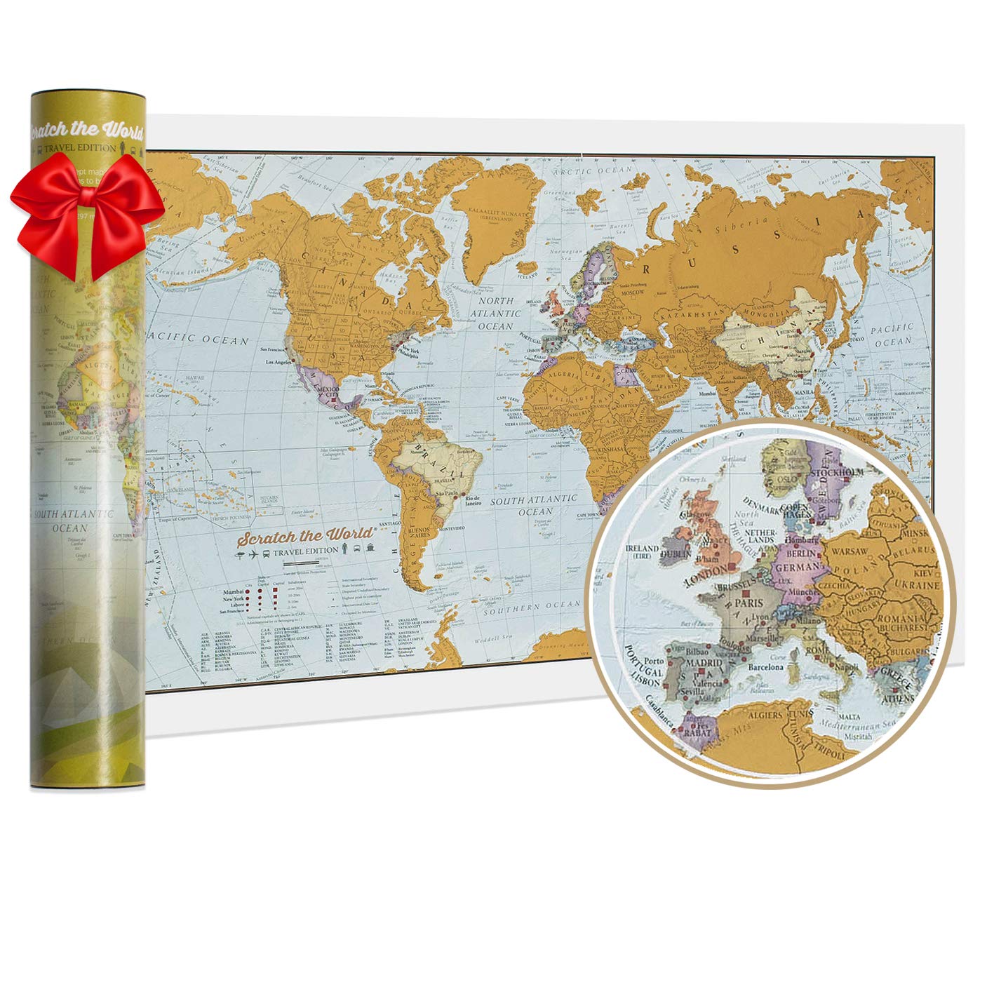 Scratch the Worldยฎ travel edition map print - with gift tube - a3 travel sized 42.0 (w) x 29.7 (h) cm โ image 1