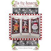 Janine Babich &ldquo;Tis The Season&rdquo; Machine Embroidery Pattern &ndash; Christmas Holiday Designs, Gingerbread Man, Santa, Candy Cane, Made in the Hoop, Multicolor, 16in x 11in