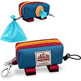 Lepawit Dog Poop Bag Holder for Leash, Large-Capacity Canvas Pouch, Blue | Holds one bag roll, keys, treats, and small essentials with quick access, secure straps, and water-resistant canvas