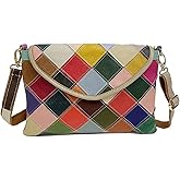 Handmade Cowhide Multi-color Block Random Stitching Unique Style Women's Bag - Crossbody, Shoulder and Handheld