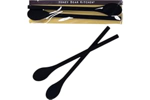 Honey Bear Kitchen Silicone Cocktail Stirs for Tall Drinkware, Set of 2 (Black Bear Black)