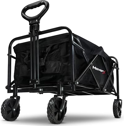 MoverX 70L Festival Trolley, Folding Cart with Wide Wheels, Black