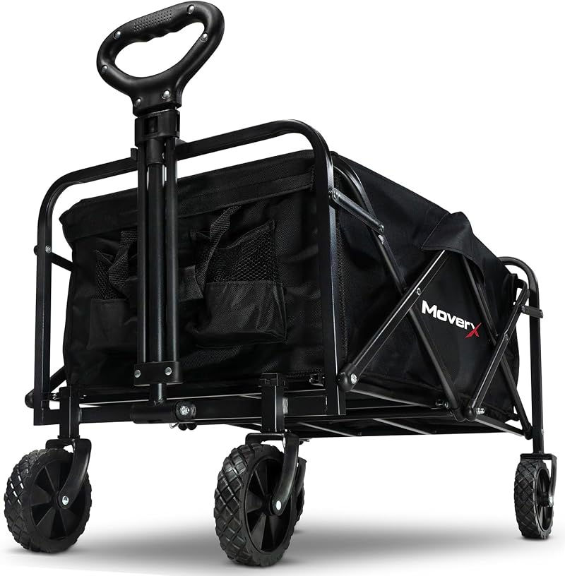 MoverX 70L Festival Trolley, Folding Cart with Wide Wheels, Black