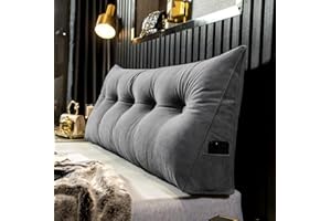 TOTATOWI Triangular Headboard Pillow Wedge Pillow for Headboard Gap Headboard Pillow Twin Daybed Pillows Backrest Pillow with Side Pockets