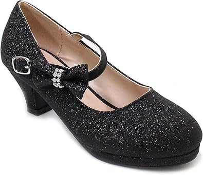 black glitter kitten heels