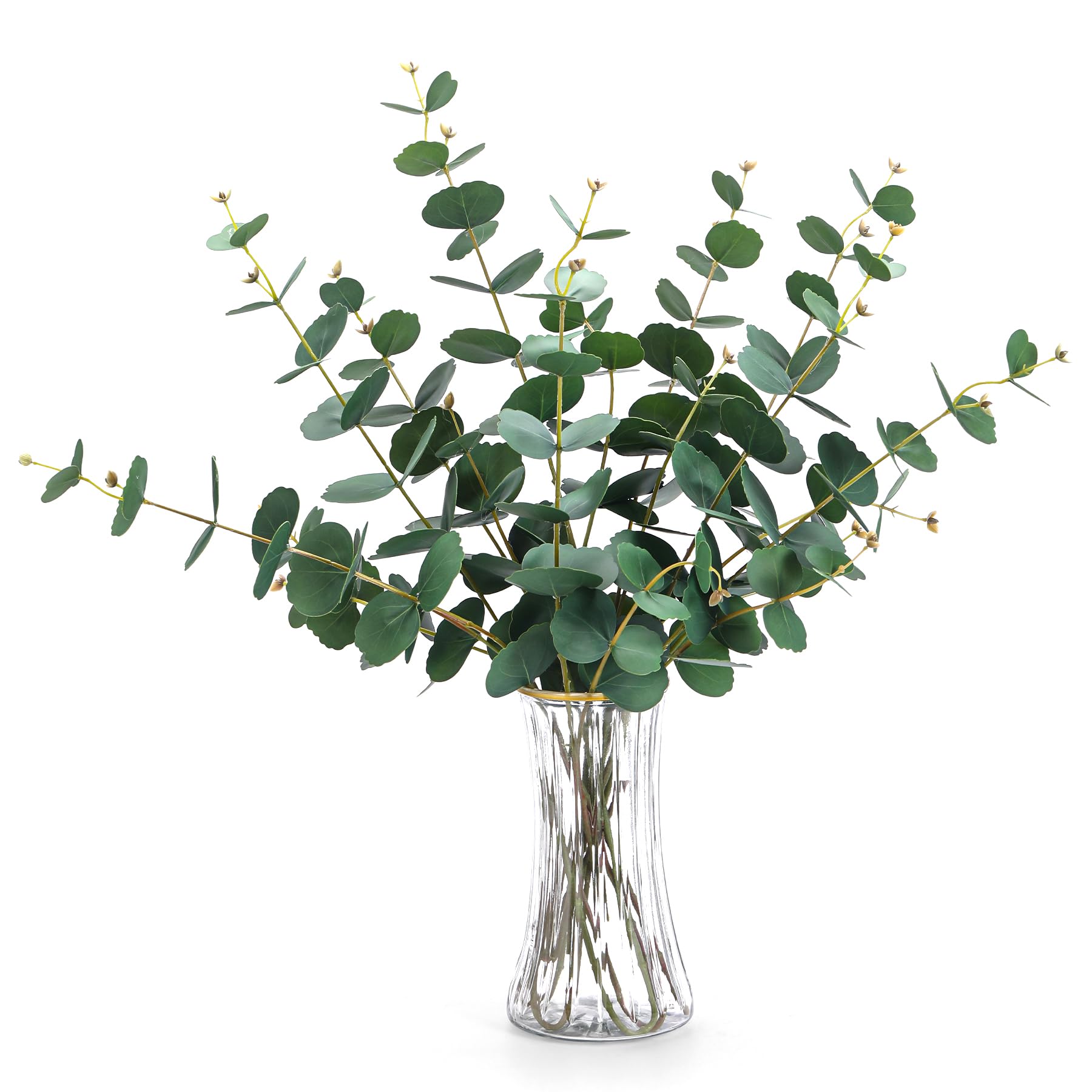 Lcuasc 4pcs Artificial Eucalyptus Stems Decor 3D Real Touch,30in Faux Silver Dollars Eucalyptus Branches Fake Greenery Plants Stems for Vase Home Party Wedding Decorations (Green)