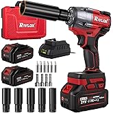 Cordless Impact Wrench1/2 Inch, 600N. M/450Ft-lbs Power Impact Gun Kit, High Torque Electric Impact Driver for Car RV Tire,LED Light,4.0Ah Battery,Car/DIY Furniture/Home,Power tools,Red Toolbox