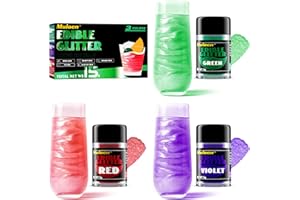 MULOEN Edible Glitter, 3 Colors 100% Edible Glitter for Drinks, Cake Decorating Supplies, Cookie Decorating Supplies, Strawberries, Cookie, Cocktails, Chocolate, etc. Luster Dust Edible (5g per Bottle)