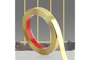 QDYMXUN Glossy Gold Peel and Stick PVC Molding Trim, Flexible DIY Wall Accent Strip for Mirror Frame, Cabinet, Edges & Borders and Tiles (197''L x 0.8''W)