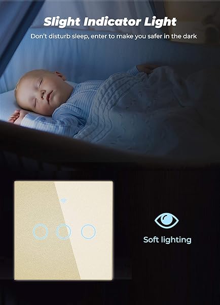 4PCS WiFi Interruptor de Luz Conmutador Tctil WiFi Compatible con Alexa y Google Home Control de APP y Funcin de Temporizador No Se necesita Neutro 1 Way 2 Gang Oro