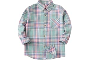 SOBRISAH Flannel Shirts for Women & Girls Long Sleeve Buffalo Plaid Tops Womens Button Down Shirts Western Plaid Shirts for Women