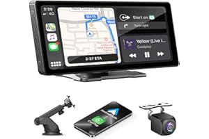 10.26" Wireless CarPlay Screen for Car,Wireless Apple CarPlay & Android Auto,Portable Car Stereo with GPS Navigation,Backup C