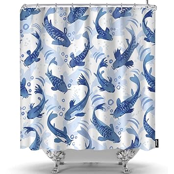 Amazon Com Ofloral Fish Shower Curtain Chinese Dancing Koi Fishes